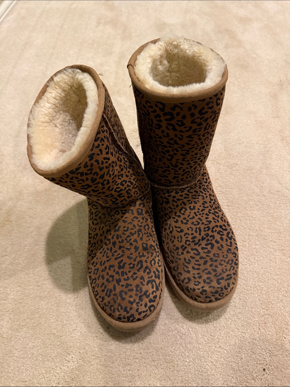 UGG Leopard Print Shearling-Lined Winter Boots - Brown/Black